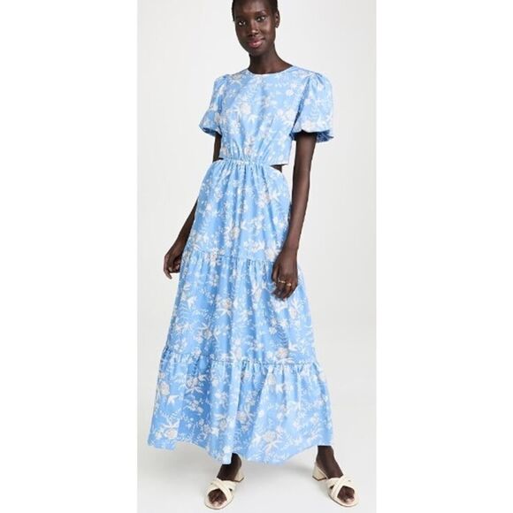 WAYF Plaza Cutout Puff Sleeve Maxi Dress Sz. S - Picture 1 of 5